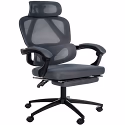 Fauteuil de bureau ergonomique - Confort optimal - Dossier en S - Appui-tête réglable - Repose-pieds extensible