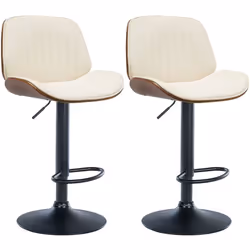 Tabourets de bar - TDB - Similicuir crème - Réglables en hauteur - Lot de 2 - Design contemporain