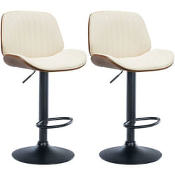 Tabourets de bar - TDB - Similicuir crème - Réglables en hauteur - Lot de 2 - Design contemporain