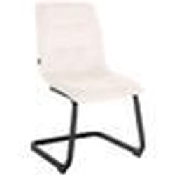 Chaise de salle à manger - CDS - Housse en velours matelassé crème - Cadre en métal noir - Confort optimal
