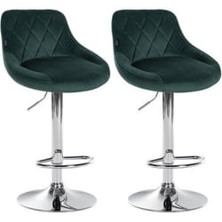 Tabourets de bar - DÉCOSHOP26 - TDB10771 - Velours vert foncé - Réglables en hauteur - Lot de 2