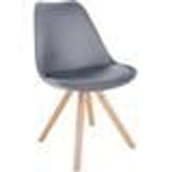 Chaise de salle à manger - Scandinave - PVC gris - Pieds en bois clair - Confort rembourré - 1 place