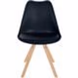 Chaise de salle a manger x1 style scandinave assise en plastique noir et pieds ronds en bois clair 10_0001452