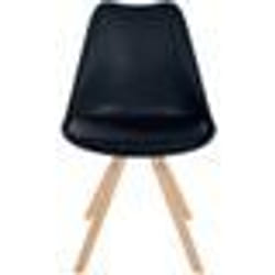 Chaise de salle a manger x1 style scandinave assise en plastique noir et pieds ronds en bois clair 10_0001452