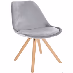 Chaise de salle à manger - Scandinave - Velours gris clair - Pieds en bois - Confort rembourré - 1 place