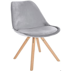 Chaise de salle à manger - Scandinave - Velours gris clair - Pieds en bois - Confort rembourré - 1 place