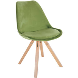 Chaise de salle à manger x1 style scandinave en velours vert clair pieds en bois clair 100001470