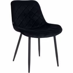Chaise de salle à manger - MARQUE - Modèle - Velours noir - Pieds en métal - Confortable et moderne