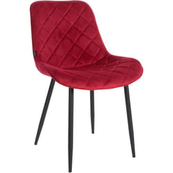 Chaise de salle à manger cuisine x1 assise en velours rouge et pieds en métal noir 100001491