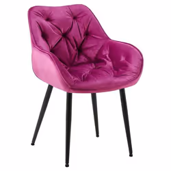 Chaise de salle à manger - Design - Velours violet - Pieds en métal noir - Confortable - 1 place