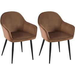 Set de 2 chaises de salle à manger dossier arrondis avec accoudoirs en velours marron 100001526