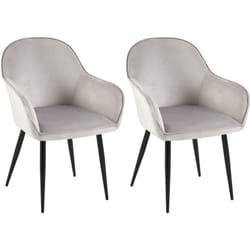 Set de 2 chaises de salle à manger dossier arrondis avec accoudoirs en velours gris 100001529