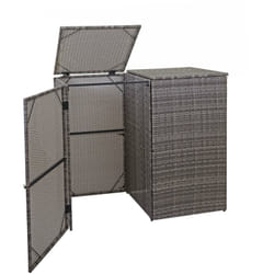 Abri de poubelles extérieur conteneurs à ordures jusqu'à 2 bacs avec couvercle en poly rotin gris 2x120 litres 040003646