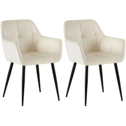 Lot de 2 chaises rétro - Velours crème