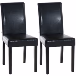 Chaises de salle à manger - Design moderne - Lot de 2 - PVC noir - Pieds en bois - Confortables et élégantes