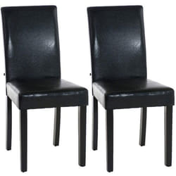 Chaises de salle à manger - Design moderne - Lot de 2 - PVC noir - Pieds en bois - Confortables et élégantes