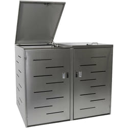 Abri de poubelles extérieur conteneurs à ordures jusqu'à 2 bacs avec couvercle 116,5x131x80 cm en acier inoxydable 040005399