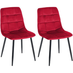 Lot de 2 chaises de salle a manger coutures decoratives en tissu velours rouge et pieds en metal noir 10_0001570