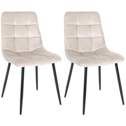 Chaises de salle à manger - Non spécifié - Lot de 2 - Velours crème - Pieds en métal noir - Design contemporain