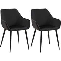 Lot de 2 chaises de salle à manger en tissu velours noir et pieds en métal noir 100001581