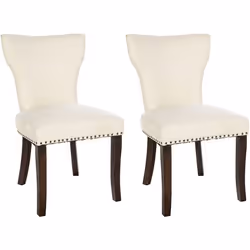 Chaises de salle à manger - Noname - Lot de 2 - Tissu crème - Pieds en bois marron - Rembourrées