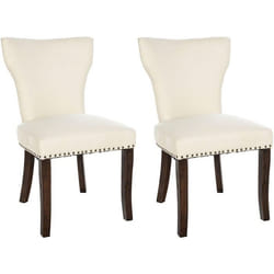 Chaises de salle à manger - Noname - Lot de 2 - Tissu crème - Pieds en bois marron - Rembourrées
