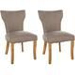 Set de 2 chaises - MARQUE - Modèle - Tissu taupe - Pieds en bois - Confort rembourré