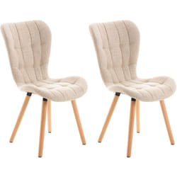 Lot de 2 chaises de salle à manger dossier haut coutures décoratives assise en tissu crème 100001653