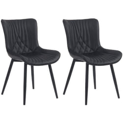Lot de 2 chaises de salle à manger coutures décoratives en pvc noir et pieds en métal noir 100001673