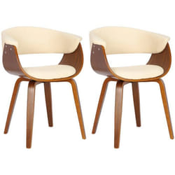 Chaises de salle à manger - Design rétro - Lot de 2 - Bois massif - Simili cuir - Confortable