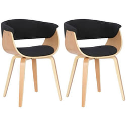 Chaises de bureau - Lot de 2 - Scandinave - Tissu noir - Pieds en bois clair - Confort optimal