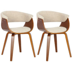Chaises de salle à manger - Design rétro - Lot de 2 - Bois massif - Tissu crème - Confortable