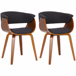 Chaises de salle à manger - Design rétro - Lot de 2 - Bois massif - Tissu noir - Confort optimal
