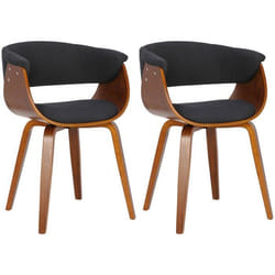 Chaises de salle à manger - Design rétro - Lot de 2 - Bois massif - Tissu noir - Confort optimal