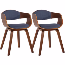 Chaises de salle à manger - Design Scandinave - Lot de 2 - Tissu Bleu - Bois Massif - Accoudoirs