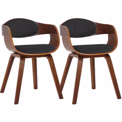 Chaises de salle à manger - Design rétro - Lot de 2 - Tissu gris foncé - Structure en bois - Accoudoirs