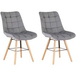 Lot de 2 chaises de salle à manger style scandinave couture carrée en velours gris et pieds en bois 100001737