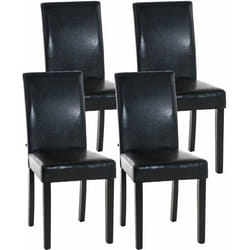 Chaises de salle à manger - Design moderne - Lot de 4 - PVC noir - Pieds en bois - Confortables