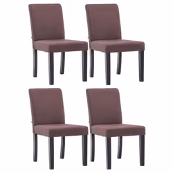 Chaises de salle à manger - Design classique - Tissu marron - Lot de 4 - Pieds en bois noir - Confortables