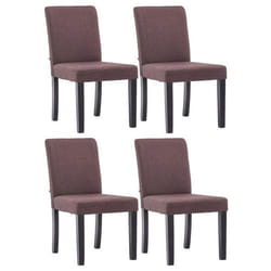 Chaises de salle à manger - Design classique - Tissu marron - Lot de 4 - Pieds en bois noir - Confortables