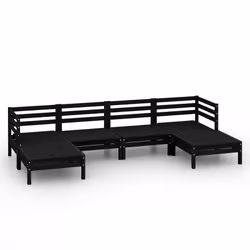 Salon de jardin meuble d exterieur ensemble de mobilier 6 pieces noir bois de pin massif