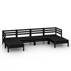 Salon de jardin meuble d exterieur ensemble de mobilier 6 pieces noir bois de pin massif