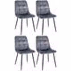 Chaises de salle à manger - Moderne - Lot de 4 - Velours gris foncé - Métal noir - Confortable