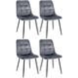 Chaises de salle à manger - Moderne - Lot de 4 - Velours gris foncé - Métal noir - Confortable