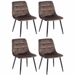Chaises de salle à manger - Moderne - Velours marron - Lot de 4 - Métal noir - Confortable et design