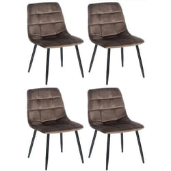 Chaises de salle à manger - Moderne - Velours marron - Lot de 4 - Métal noir - Confortable et design