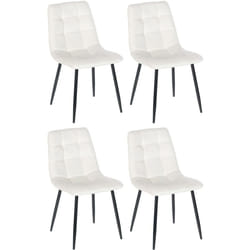 Lot de 4 chaises de salle à manger style moderne et confortable en tissu velours blanc crème et métal noir 100001791