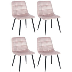 Chaises de salle à manger - Noname - Lot de 4 - Velours rose - Métal noir - Confort moderne