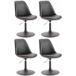 Lot de 4 chaises de salle à manger pivotante hauteur réglable en plastique noir et pied trompette métal noir 100001805