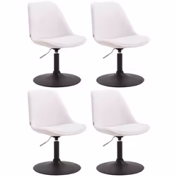 Chaises de salle à manger - Design - Lot de 4 - PVC blanc - Hauteur réglable - Pivotantes 360°